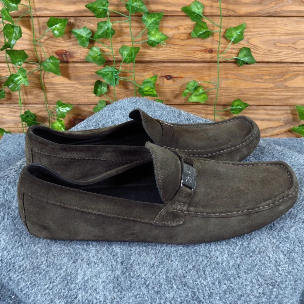 Cavalli Class Men Loafers Size 45 Luxury Driving Shoes Brown Suede Slip On